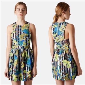 Topshop Yukka Yukka Print Black, Green, and White Sundress Sz.2